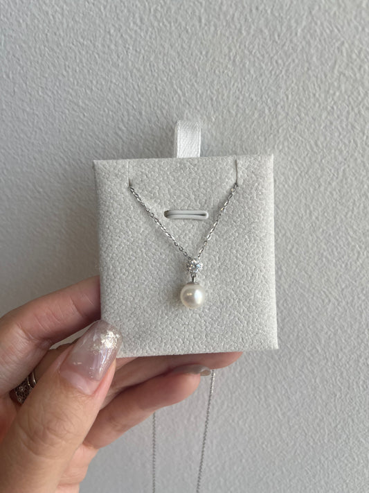18k白金雪花扣头Sea Pearl akoya pendant