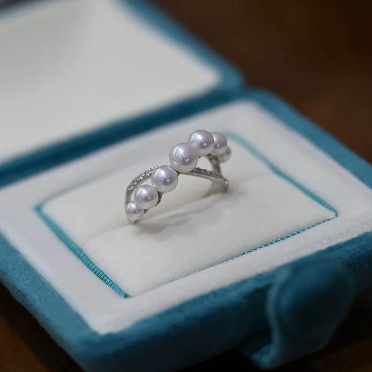 Cross design Sterling Silver pearl Rings