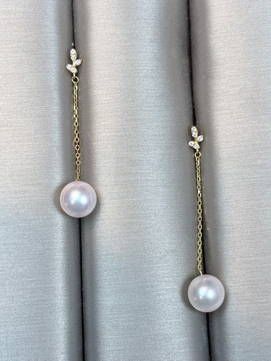 Leaves Japanese Sea pearl earrings