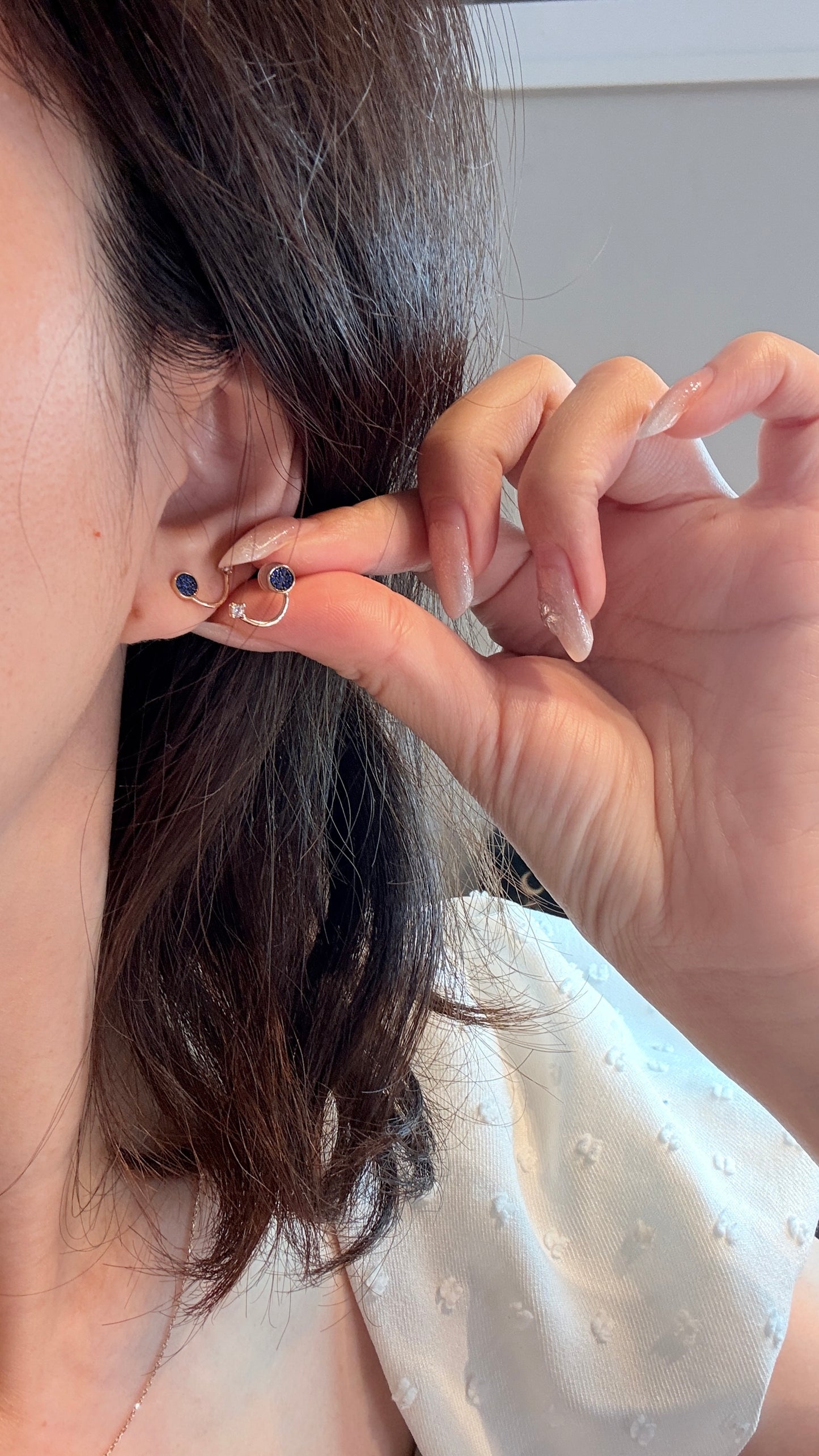 微笑蓝尖晶14k solid gold set