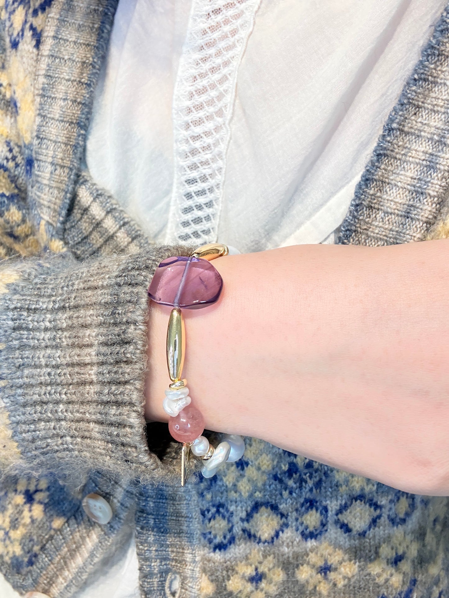 Baroque pearl Amethyst Bracelet