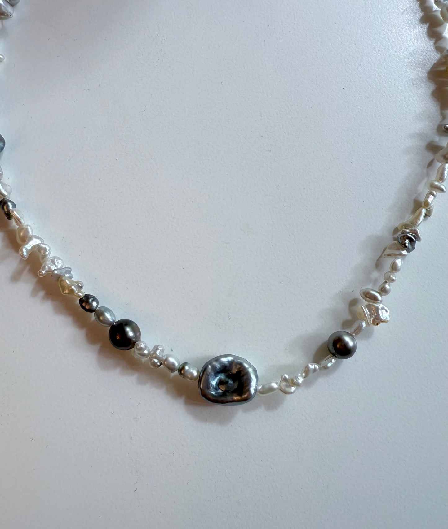 Mixed Tahitian, Australian White, Gold Bead Keshi Necklace