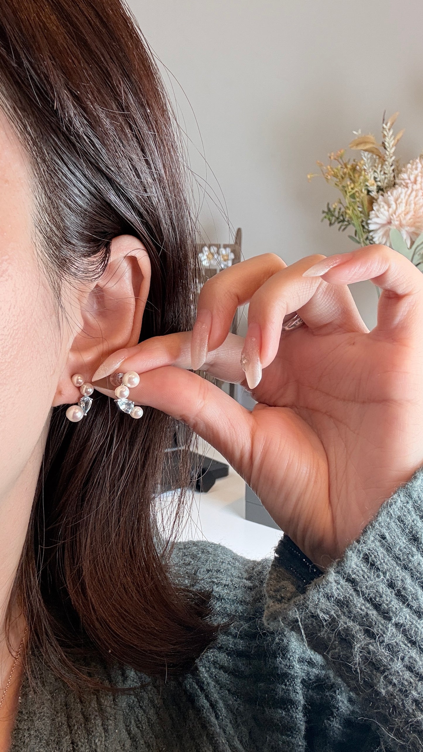 18k Aquamarine Akoya Pearl Earrings