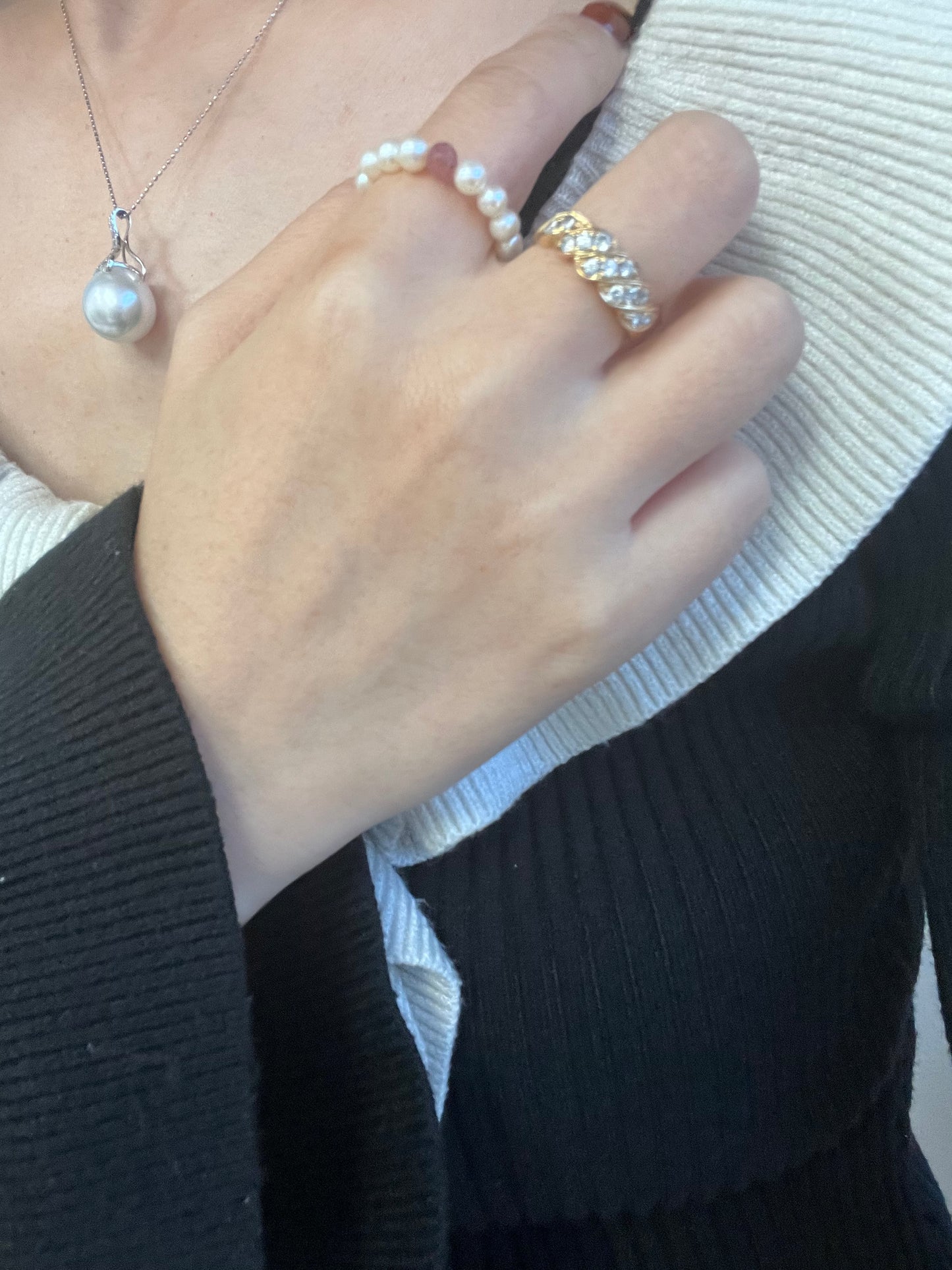 Tourmaline and Pearl Ring