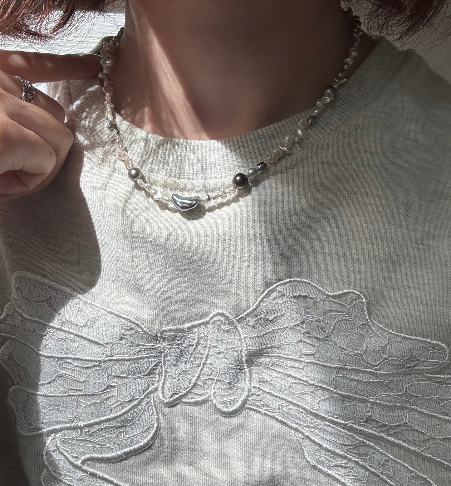 Mixed Tahitian, Australian White, Gold Bead Keshi Necklace