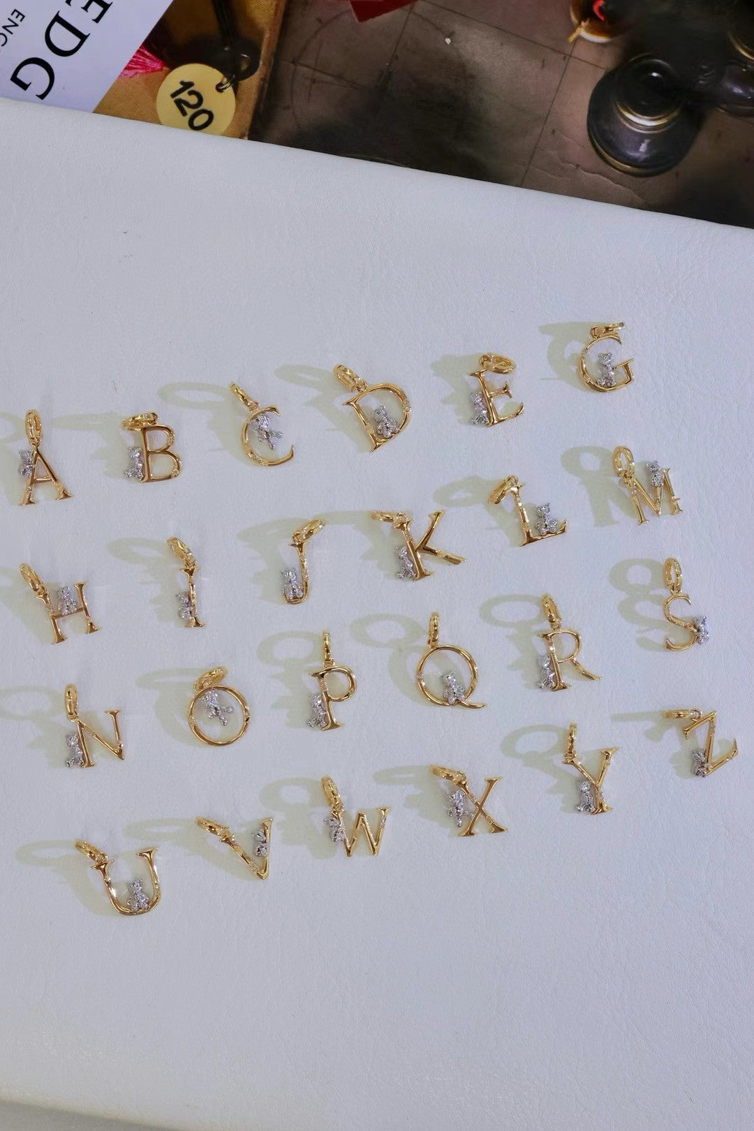 18k solid gold diamond letter pendant