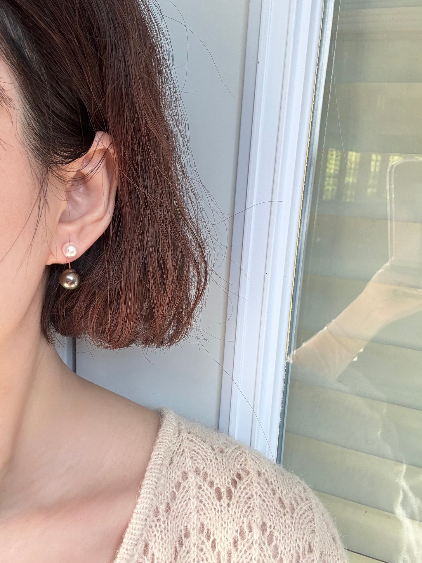 18k solid Gold Akoya & Tahitian earrings