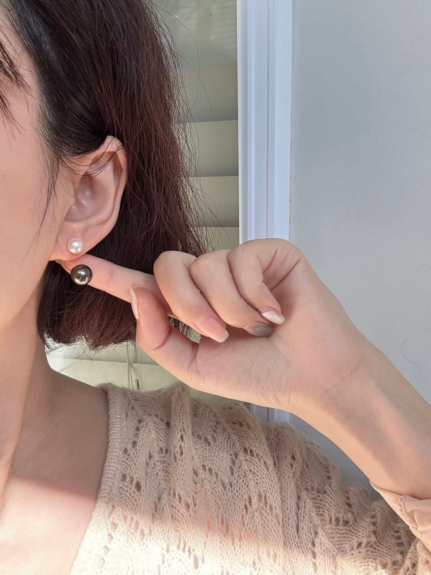 18k solid Gold Akoya & Tahitian earrings