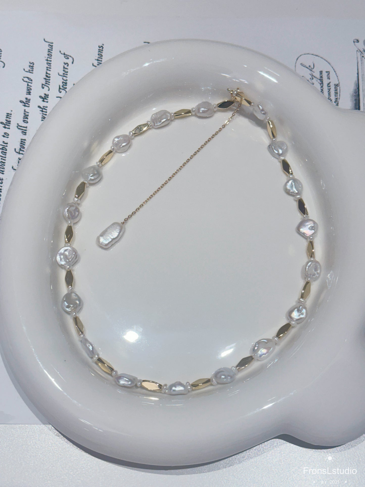Freshwater Pearl keshi Necklace