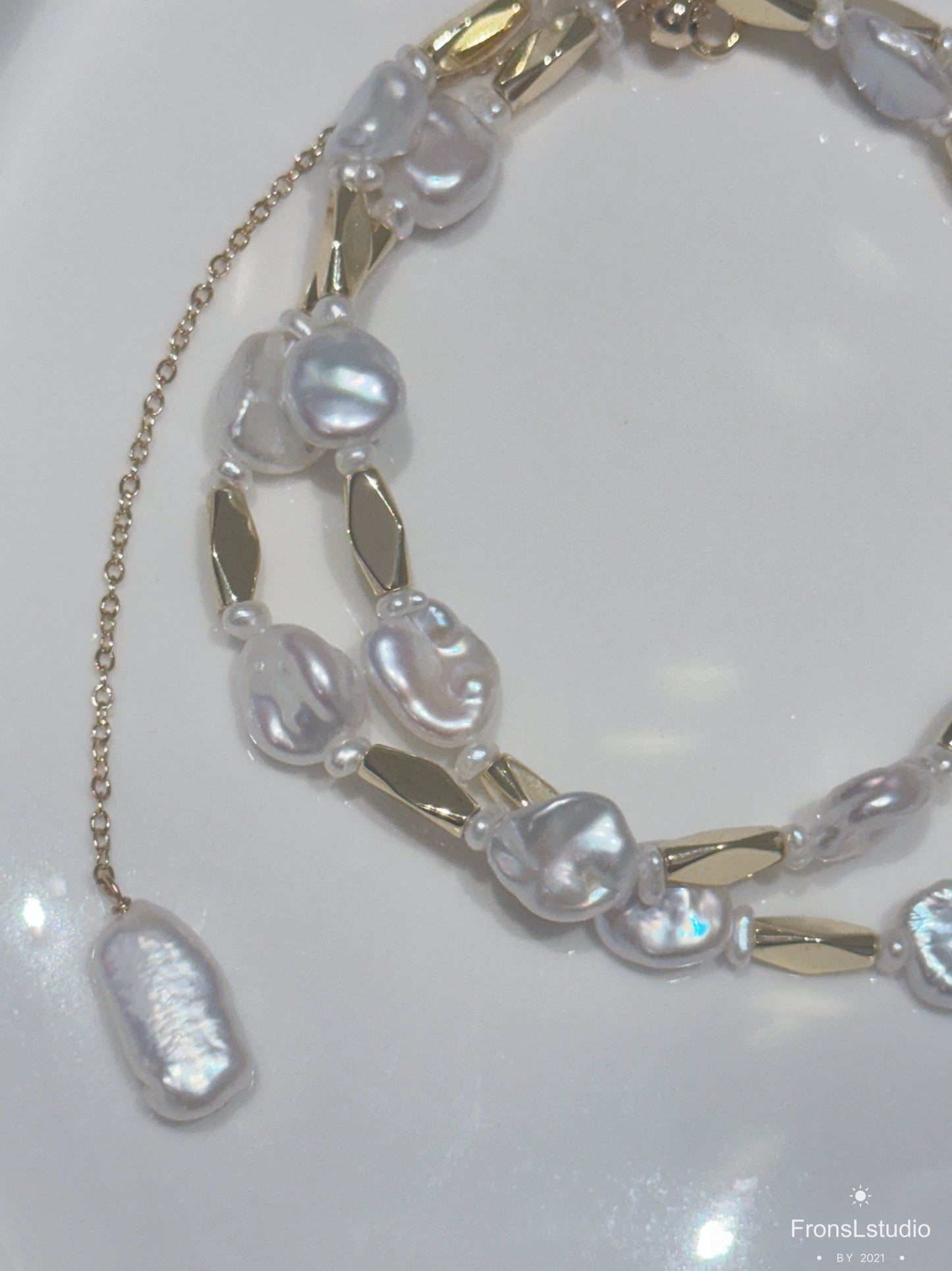 Freshwater Pearl keshi Necklace