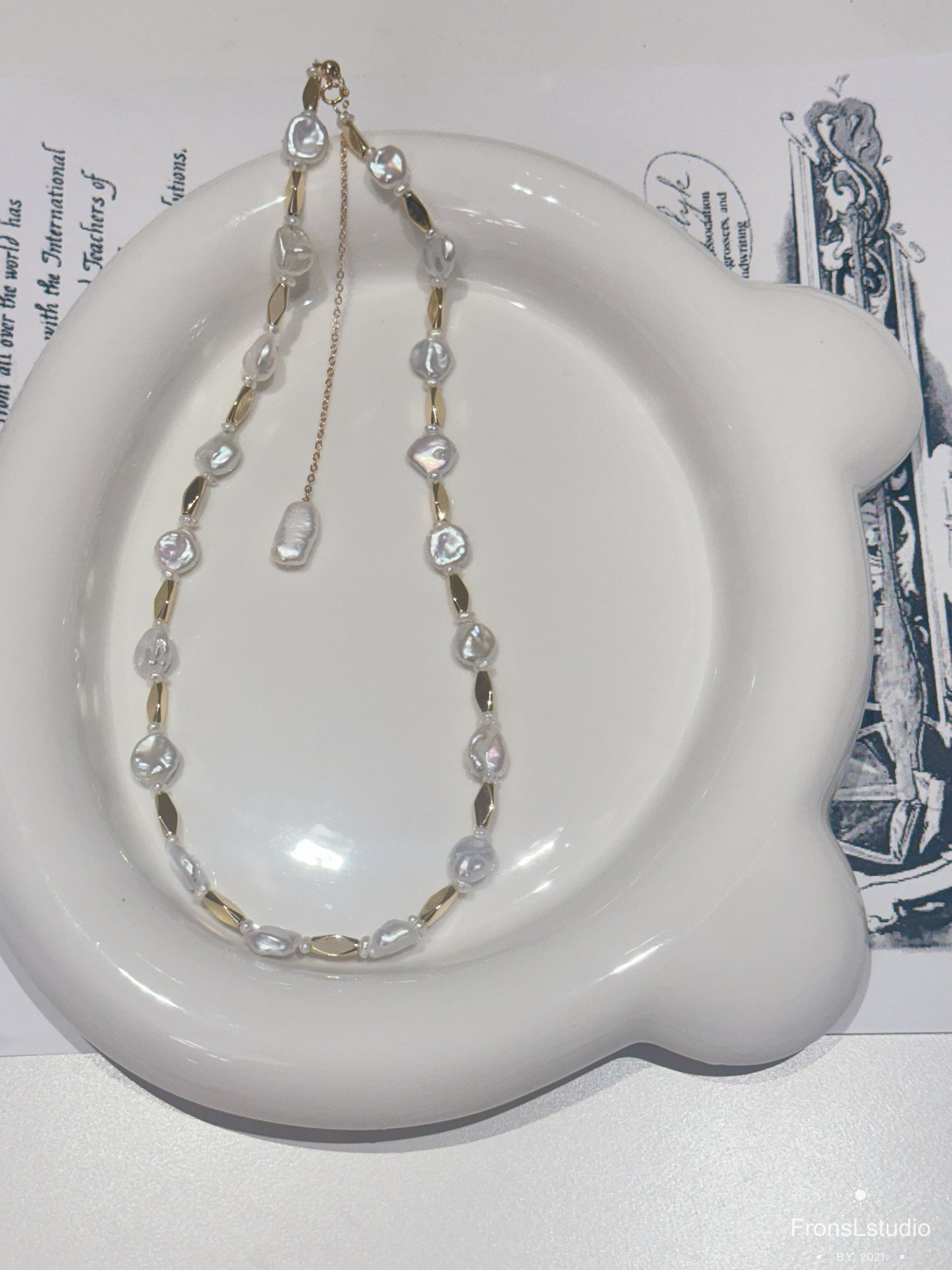 Freshwater Pearl keshi Necklace