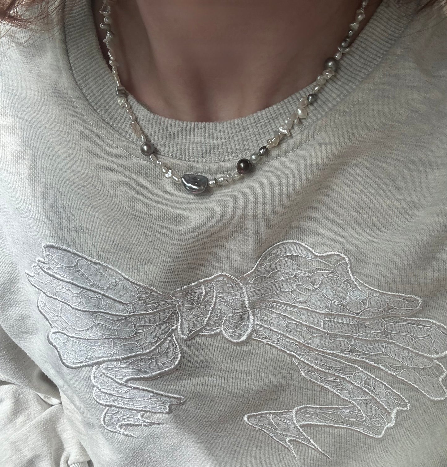 Mixed Tahitian, Australian White, Gold Bead Keshi Necklace