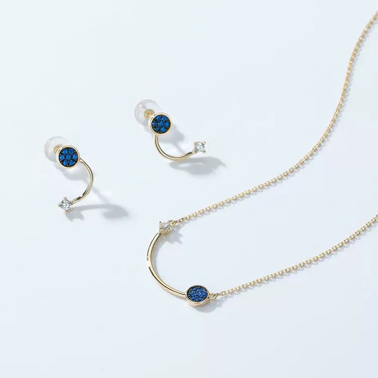微笑蓝尖晶14k solid gold set