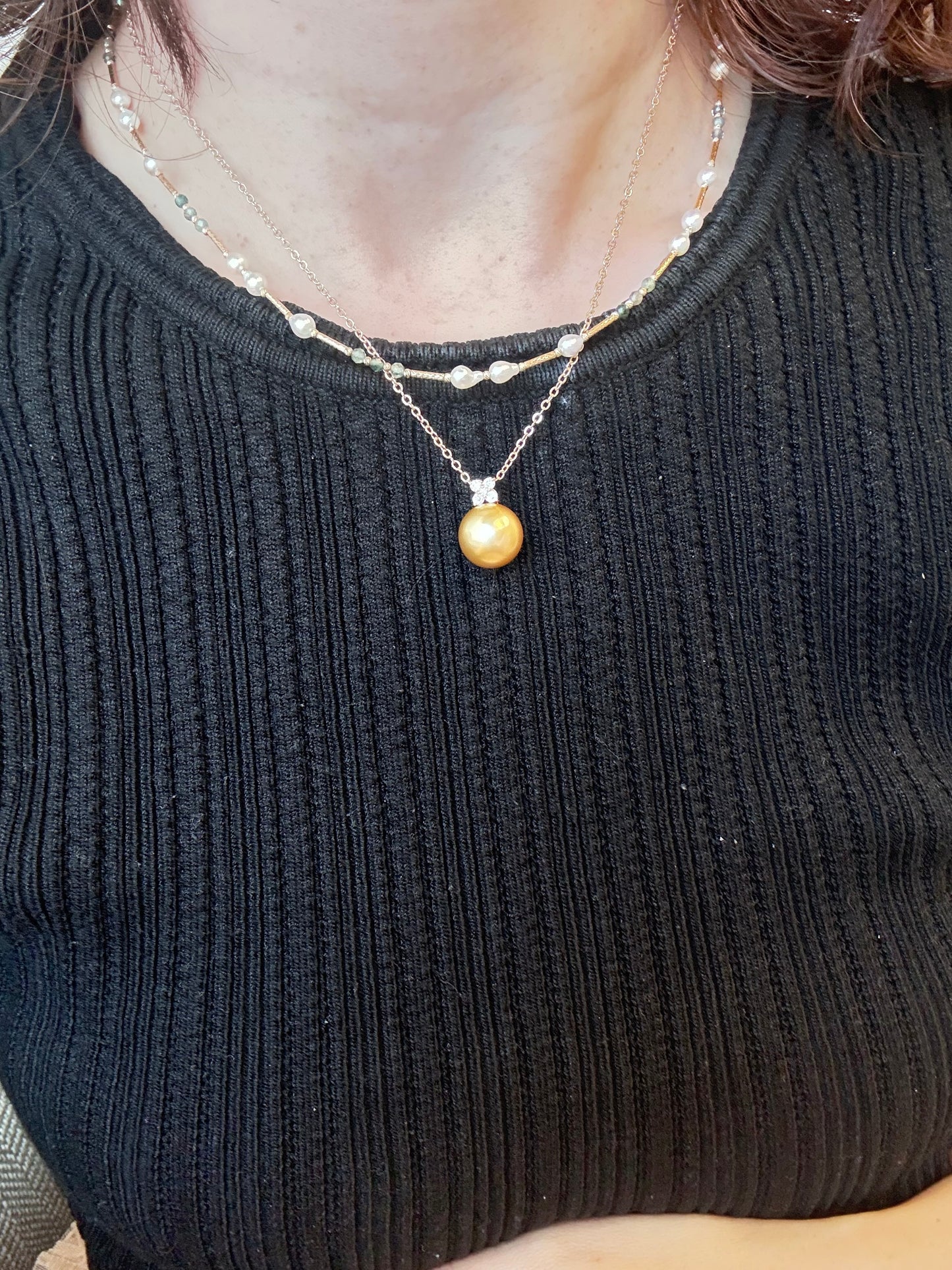 18k金管海水akoya项链Sea Pearl akoya pendant