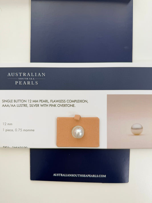 White south Sea Pearl,Single Button 12.6mm AAA/AA Paspaley