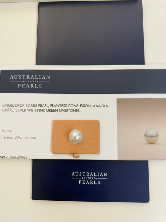 White south Sea Pearl,Single Drop 13.4✖️13.8 AAA/AA Paspaley