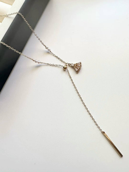 Fan Y shape necklace