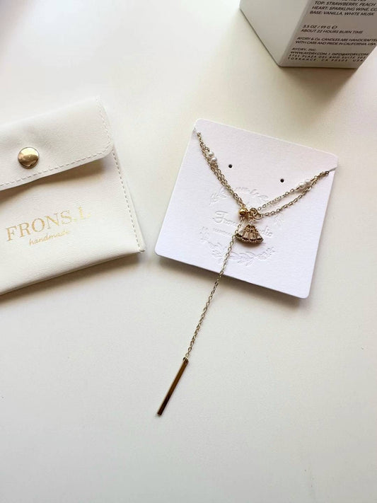 Fan Y shape necklace