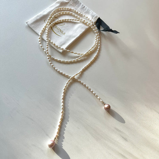 Mandy 120cm Rice Pearl Necklace