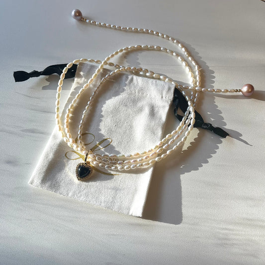 Mandy 120cm Rice Pearl Necklace