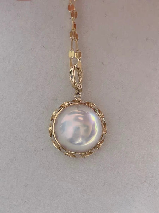 庵美岛粉泡泡sea pearl Mabe pendant