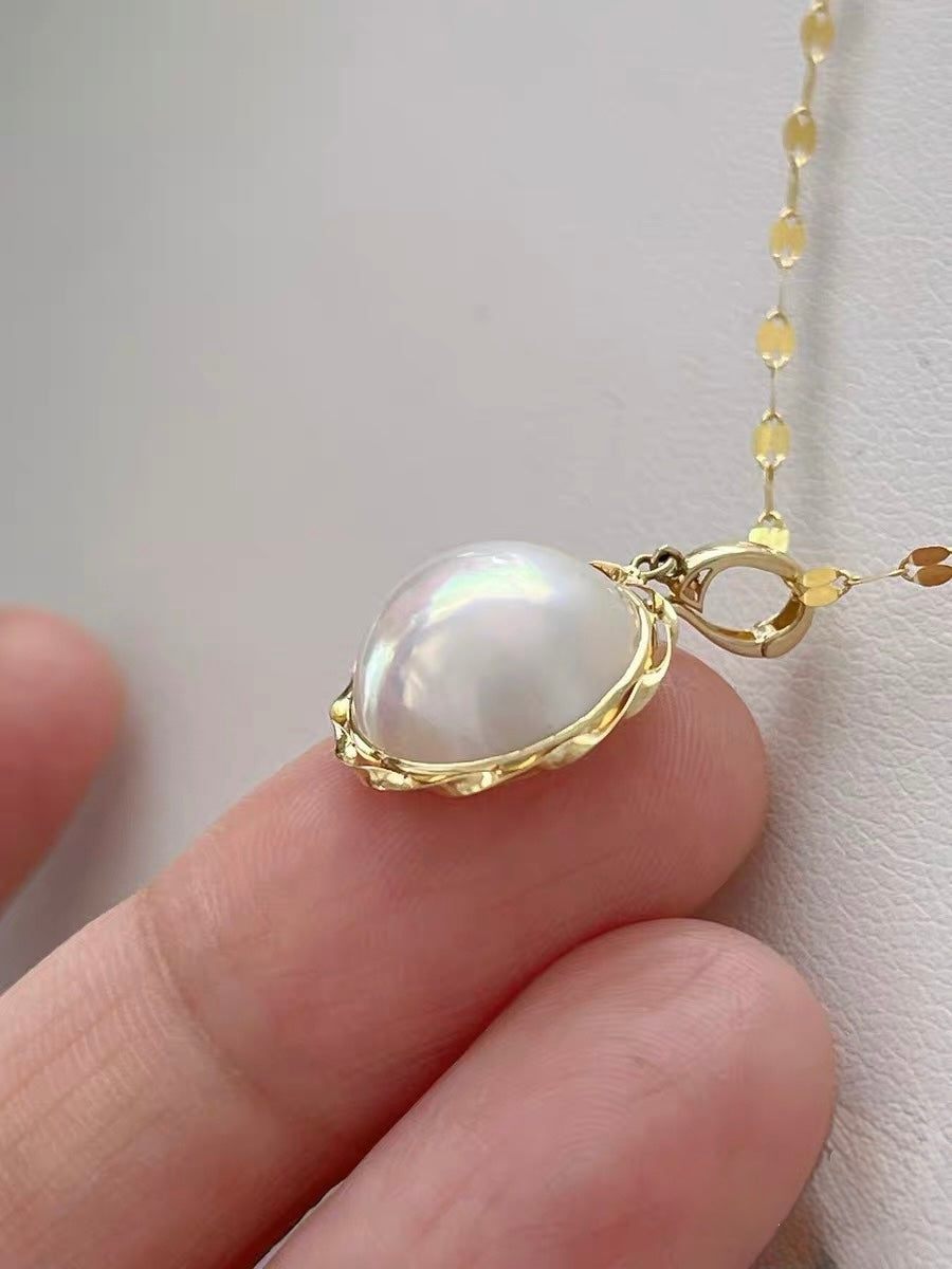 庵美岛粉泡泡sea pearl Mabe pendant