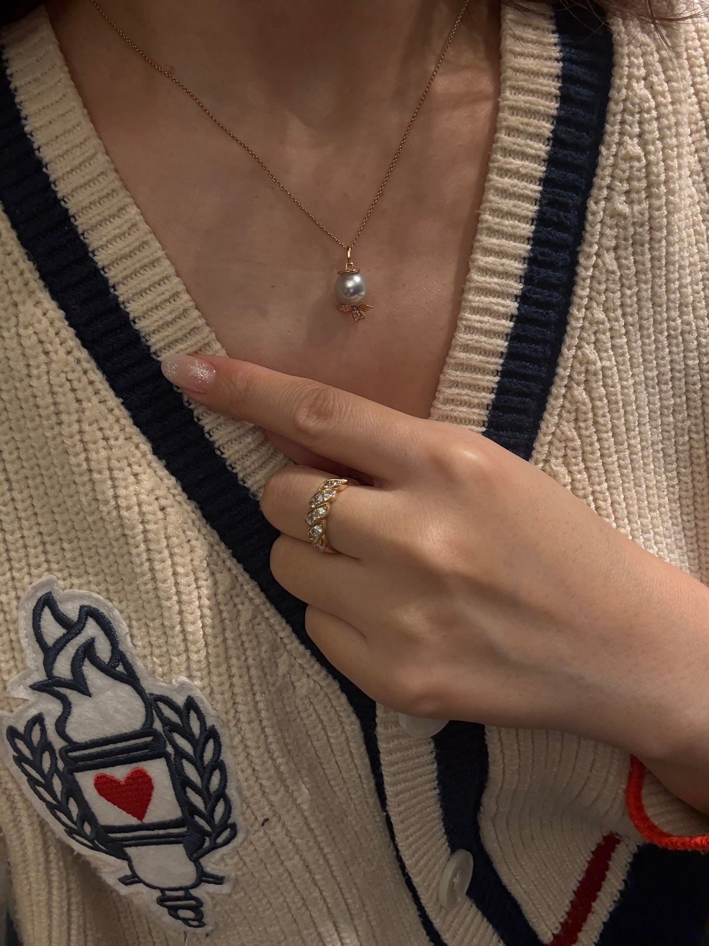 18k天使宝宝Sea Pearl akoya pendant