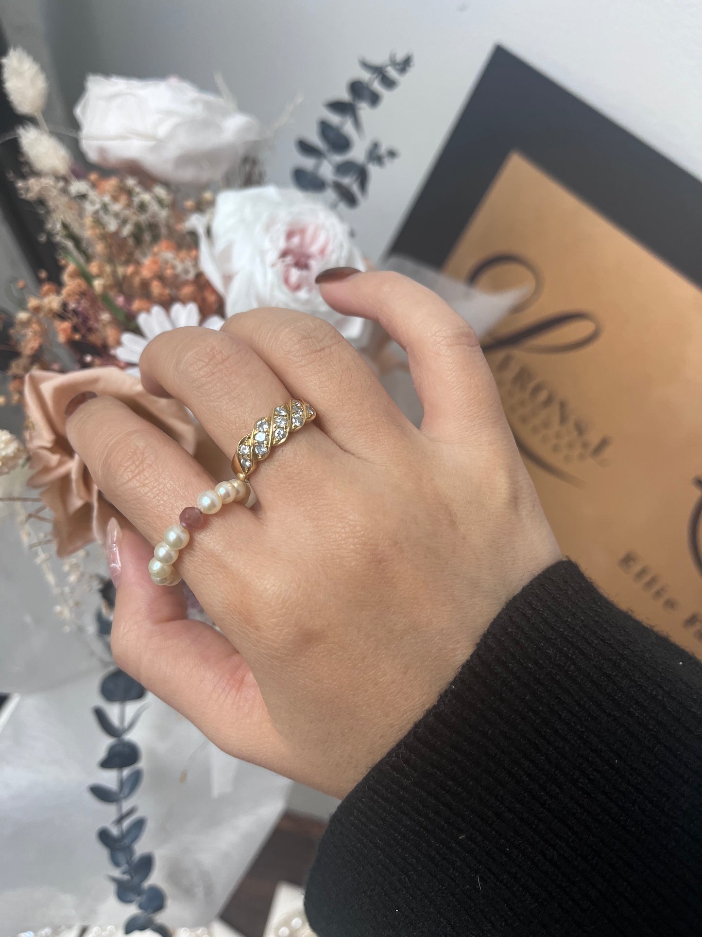 Tourmaline and Pearl Ring