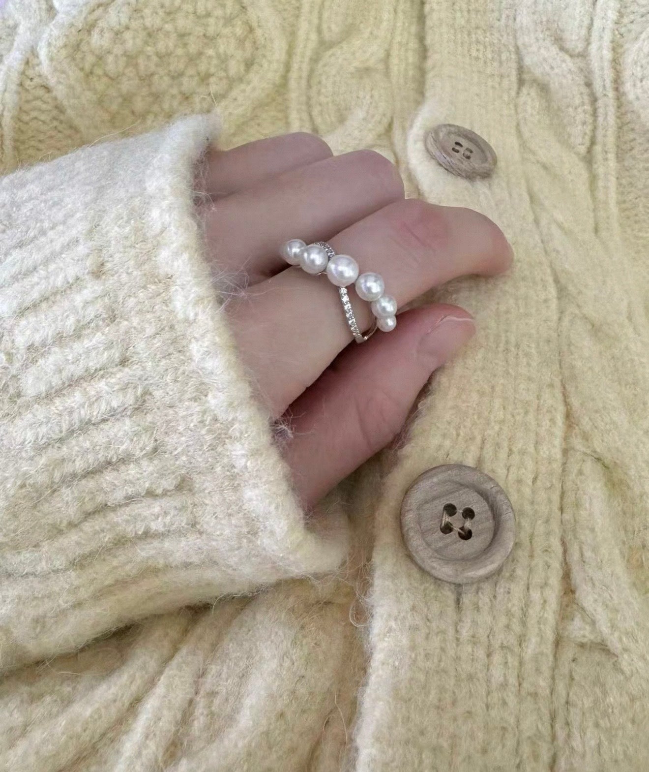 Cross design Sterling Silver pearl Rings