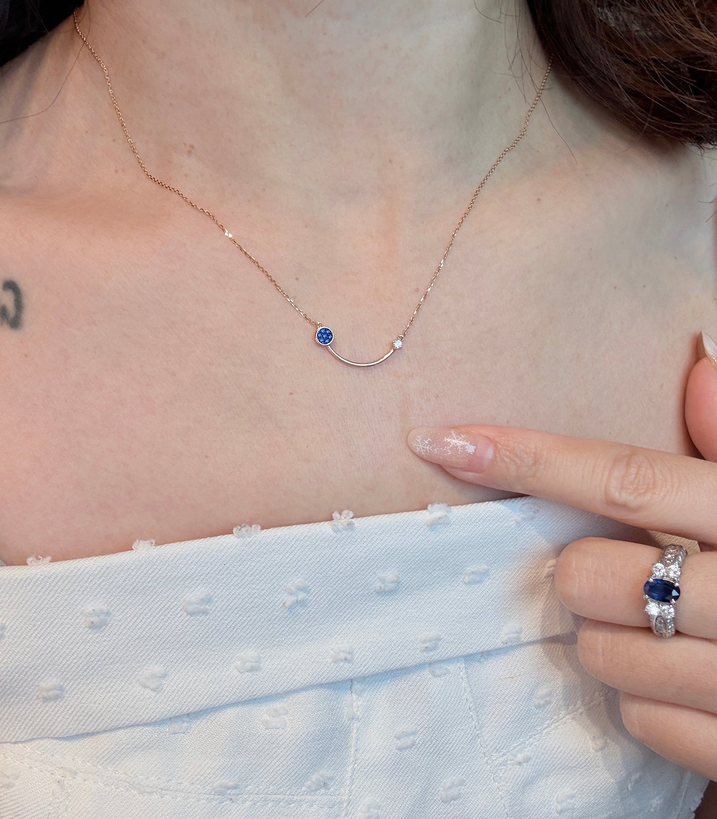 微笑蓝尖晶14k solid gold set