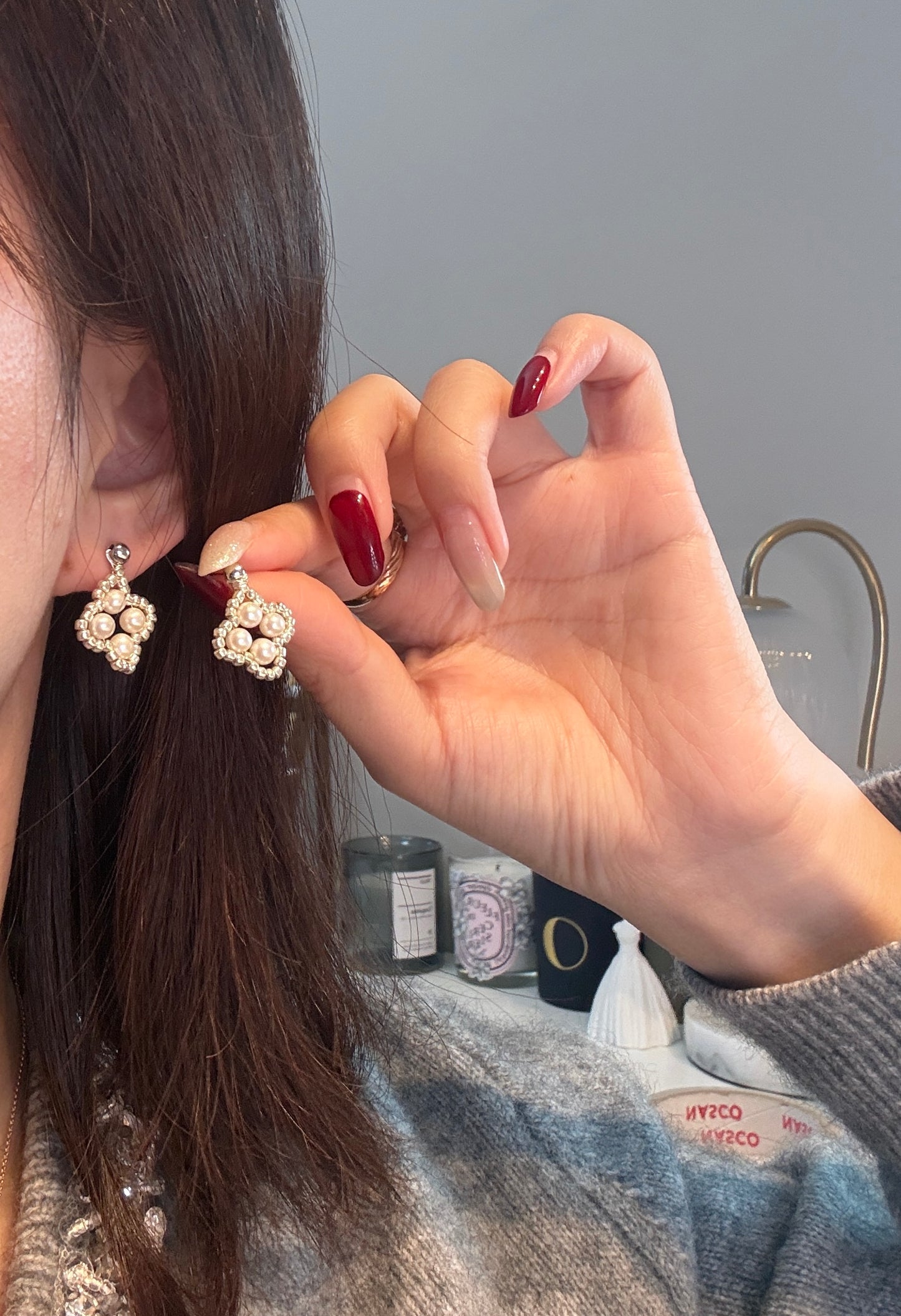 Four-leaf clover freshwater Pearl Stud