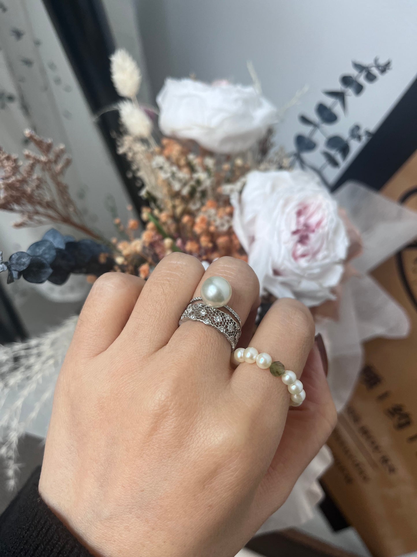 Tourmaline and Pearl Ring