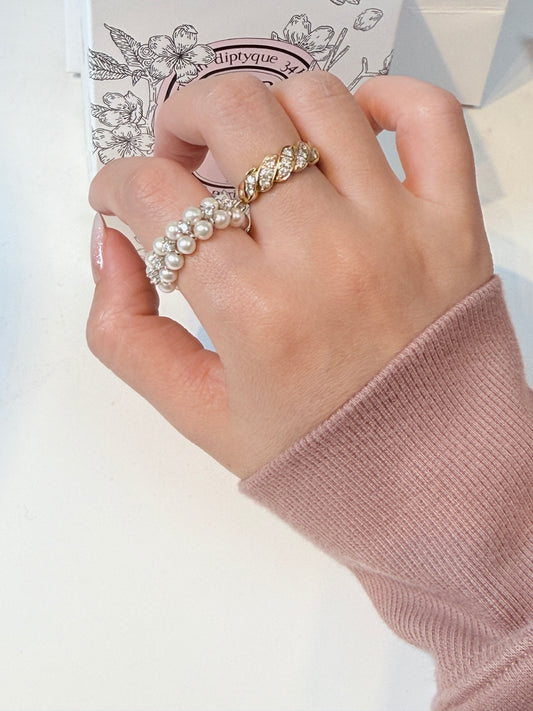 Woven handmade zircon ring