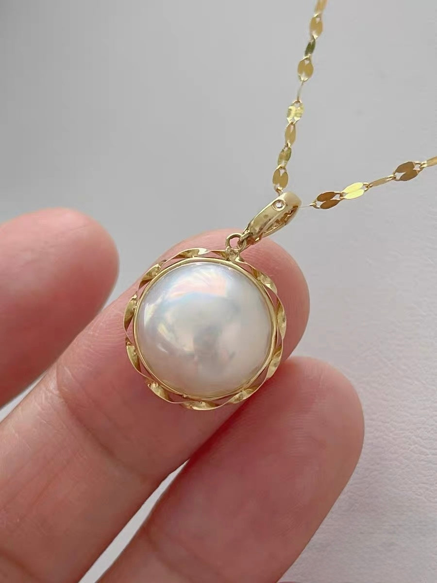 庵美岛粉泡泡sea pearl Mabe pendant