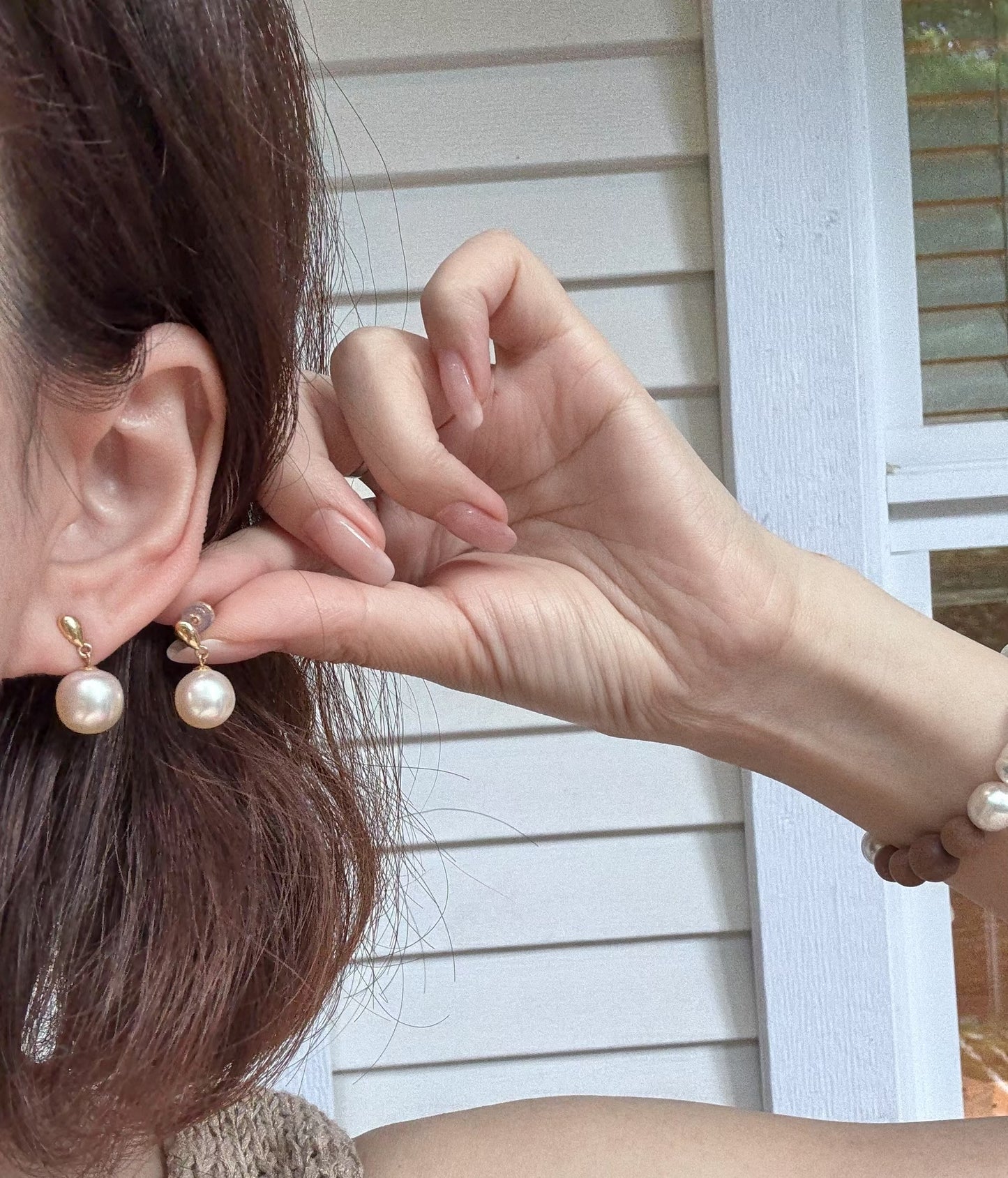 18k solid gold south Sea Pearl earring