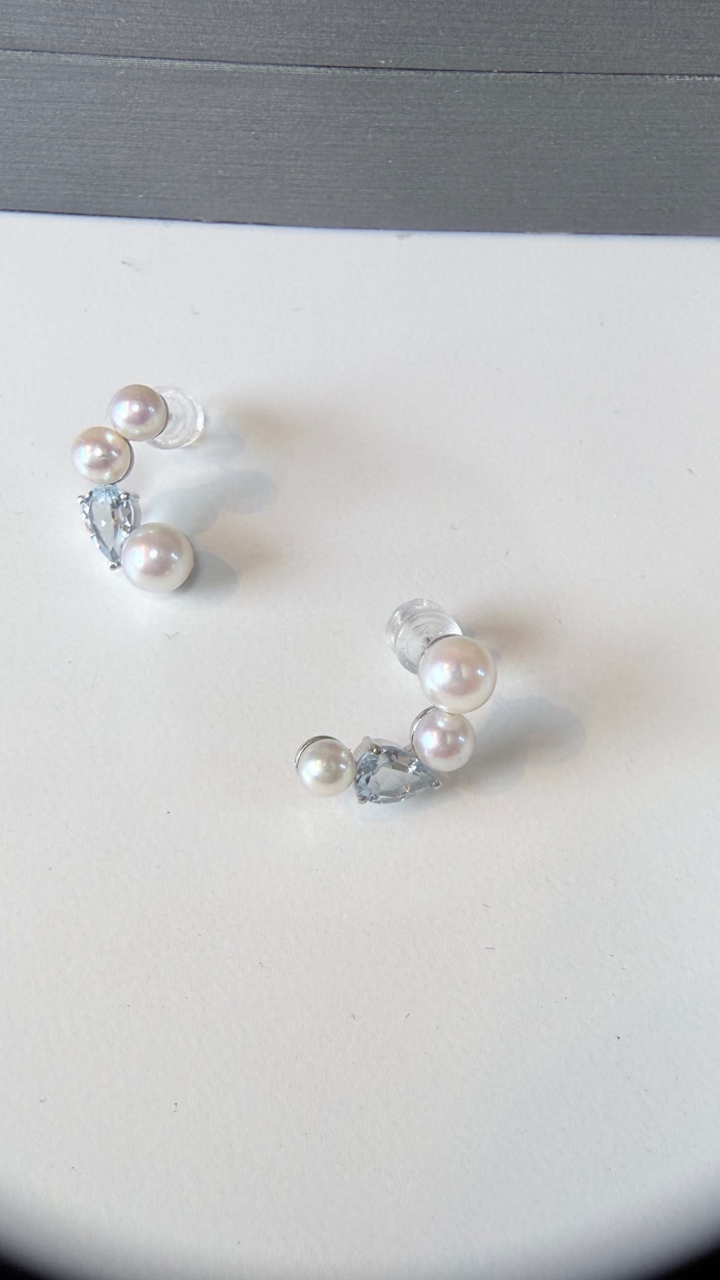 18k Aquamarine Akoya Pearl Earrings