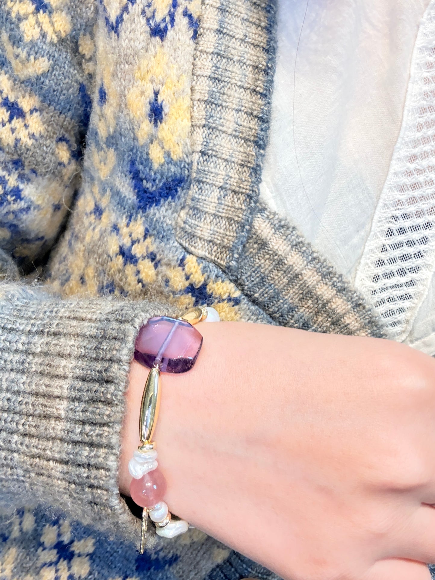 Baroque pearl Amethyst Bracelet