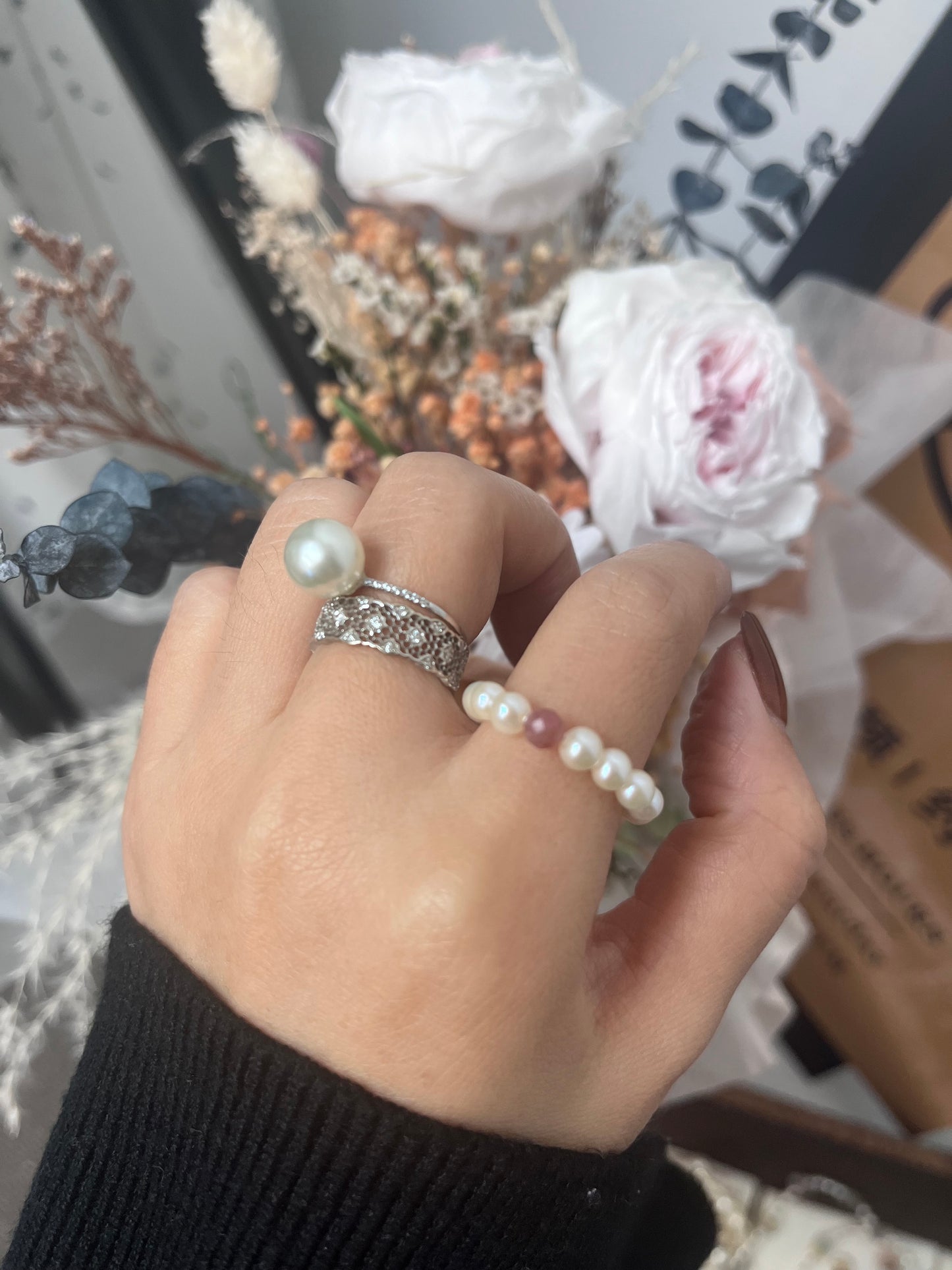 Tourmaline and Pearl Ring