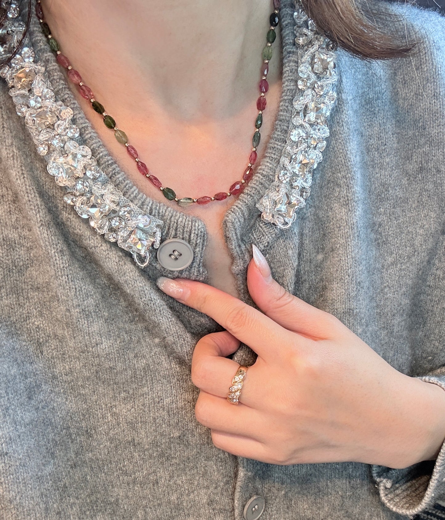 18k 老矿碧玺项链