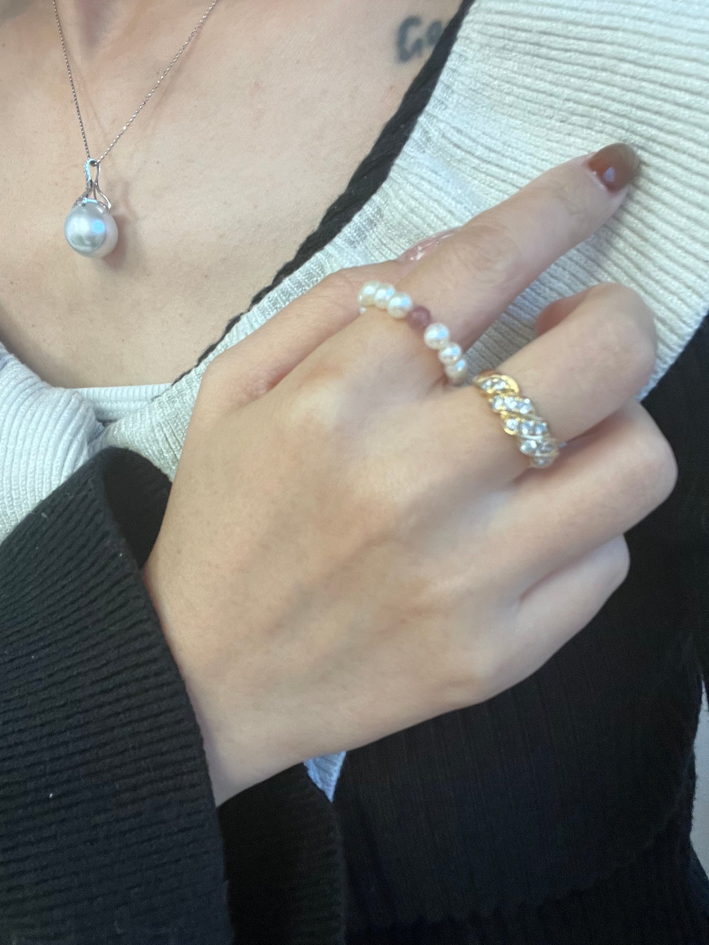 Tourmaline and Pearl Ring