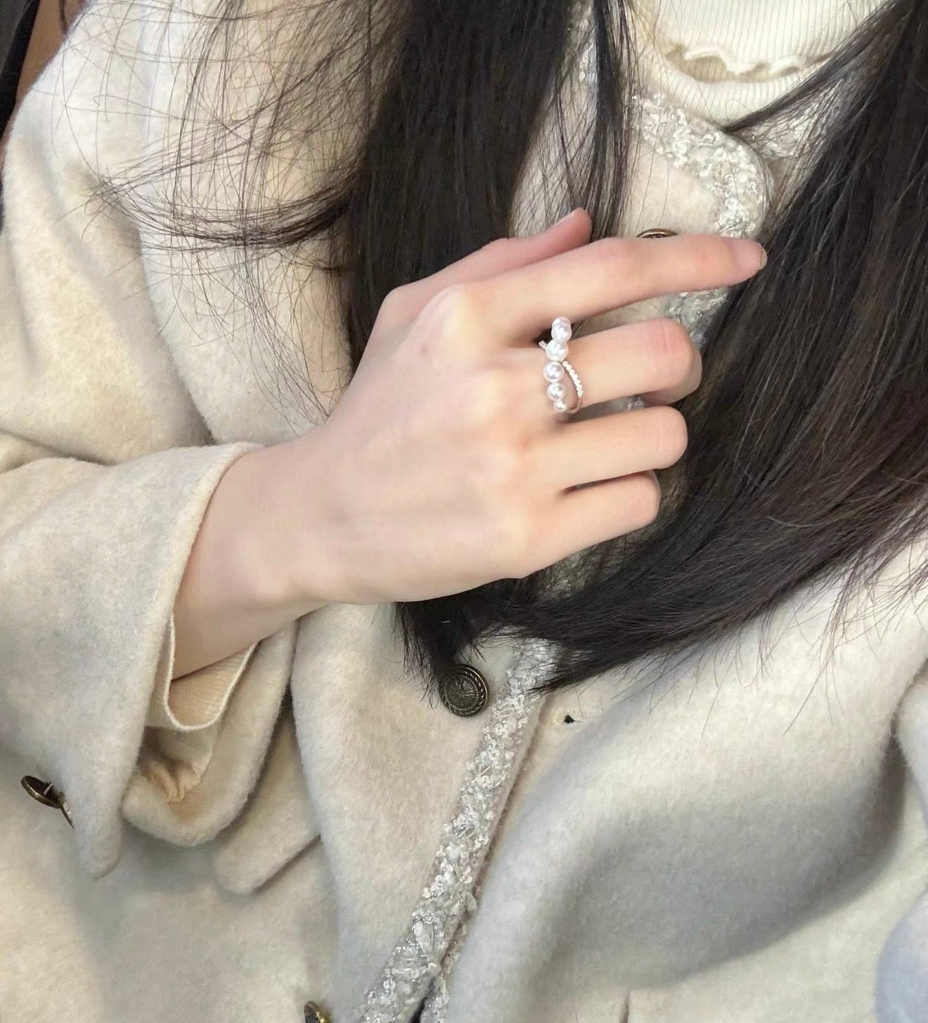 Cross design Sterling Silver pearl Rings