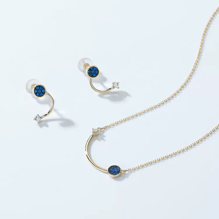 微笑蓝尖晶14k solid gold set