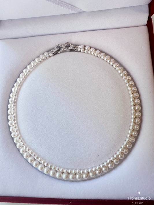 Gradient Double layer Pearl Necklace